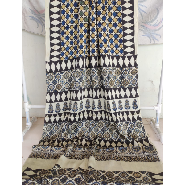 Ajrakh Block print Saree 